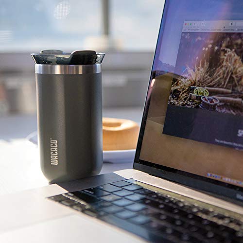 Image of WACACO Octaroma Lungo Vacuum Insulated Coffee Mug, Double-wall Stainless Steel Travel Tumbler With Drinking Lid, 10 fl oz(300ml), Dim Grey