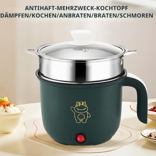 Elektrische Pfanne, Mini Elektrischer Hot Pot, 1.8 Litre Elektrische Hot Pot, Tragbare Antihaft Multikocher, Tragbare Schneller Suppentopf, Elektrischer Kochtopf Für Home Office Dorm+Dampfer – Bild 4