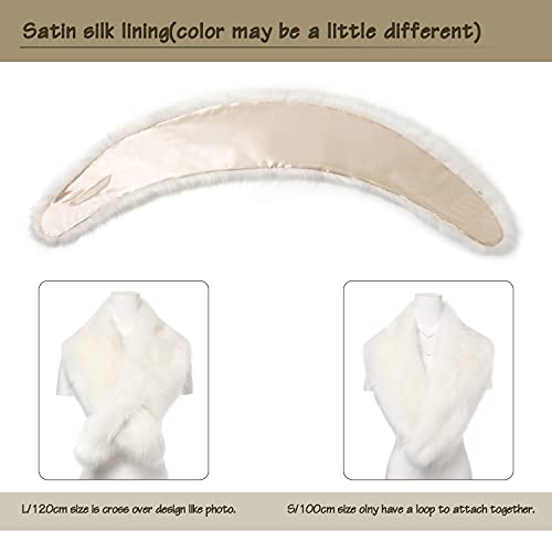 Dikoaina Women's Faux Fur Collar Scarf Wrap – Winter Warm Shawl Cape Elegant Neck Warmer for Ladies4