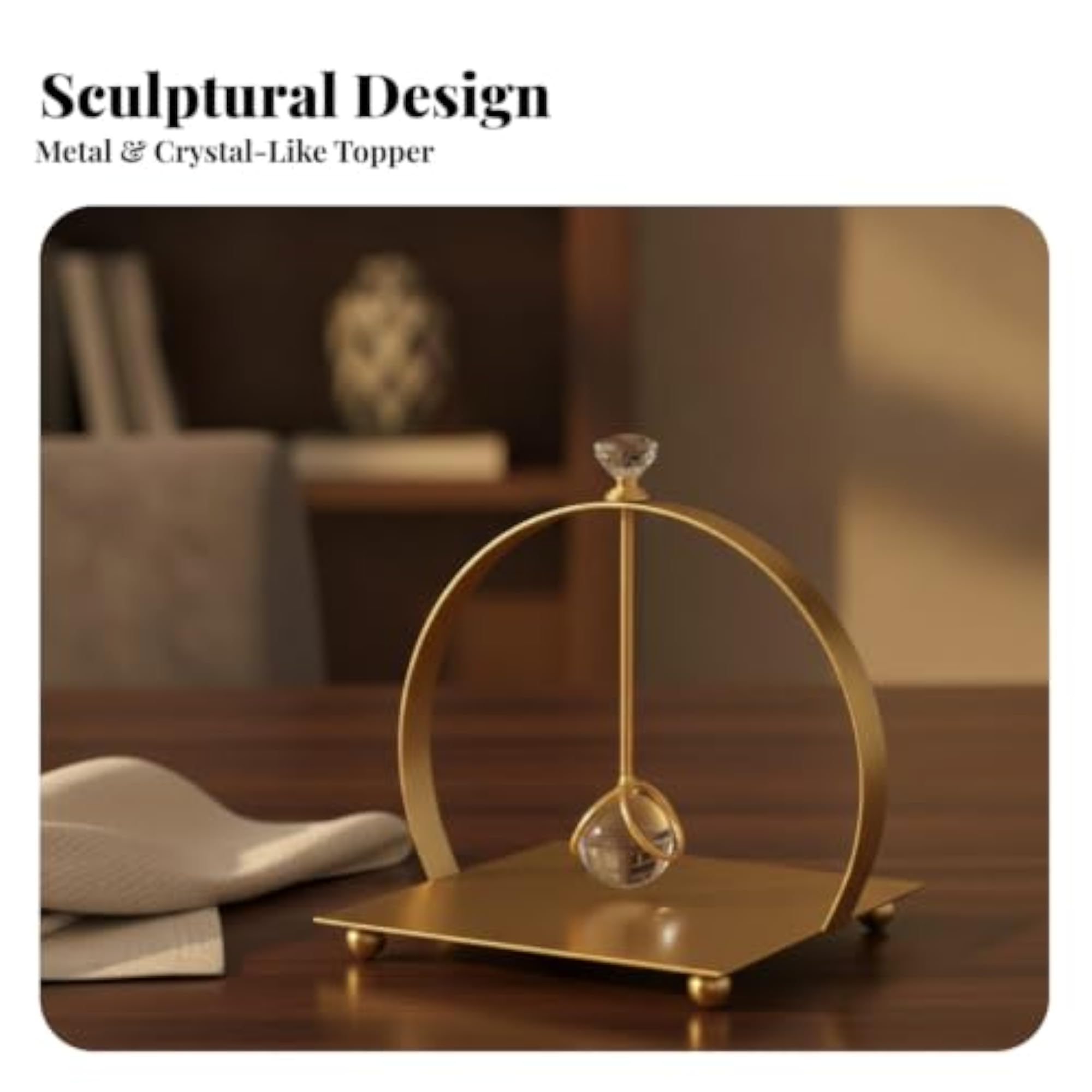 Compact Tabletop Tissue Holder with Pressing Collar, Modern Metal Design