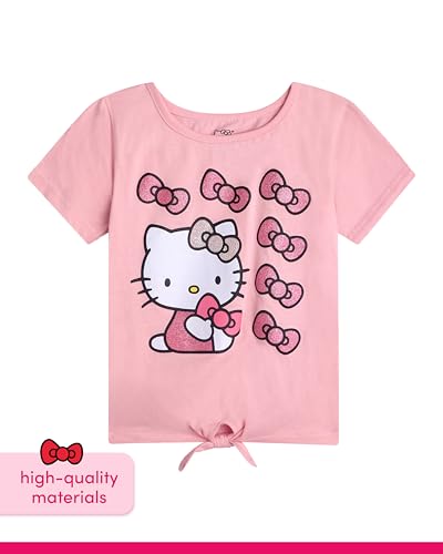 Image of Hello Kitty Girls Legging Set - 2 Piece Short Sleeve Graphic Tee Shirt for Girls and Matching Leggings for Kids Clothing Set