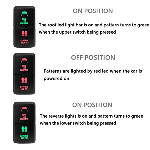 Image of ROOF LED Light BAR & Reverse Lights Push Button Switch with Wiring Kit for Toyota FJ Cruiser 4Runner Tacoma Landcruiser Landcruiser 39mm X 21mm