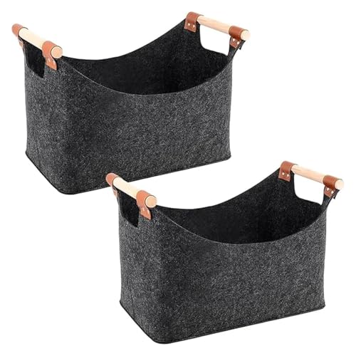 Foldable Felt Wood Basket Clothes Storage For Fireplace & Stove(2