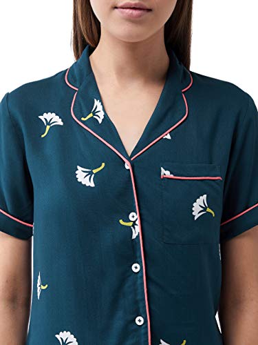 Image of Miss Chase Viscose Women's Collared Short Sleeves Printed Regular Top & Shorts Pajama Set