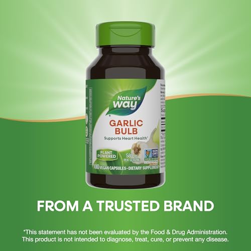 Nature's Way Garlic Bulb, Supports Heart Health*, Non-GMO Project Verified, 580 mg per Serving, Vegan, 100 Capsules (Packaging May Vary) - Image 5