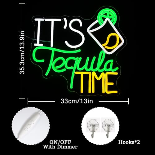 LMSIGNLY It's Tequila Time Neon Sign Tequila Neon Lights for Wall Decor Dimmable Neon Bar Sign for Man Cave Pub Bar Kitchen Mexican Restaurant Club Business Party Decoration - Image 3