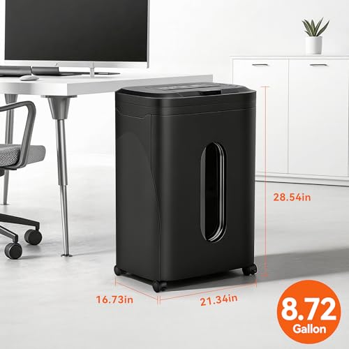 Image of 250-Sheet Paper Shredder Auto Feed, Commercial Shredders Heavy Duty, 60 Min Non-Stop, P-5 Ultra Security Shredder for Home Office, Micro Cut with Wheels, 8.72 Gal Bin, <60 dB(OL380)