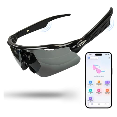 Osawalla Bluetooth Smart Audio Glasses Running Cycling Bluetooth Sunglasses with Music&Hands-Free Calls Ai Voice Assistant Open-Ear Speakers Smart Polarized Sports Sunglasses for Fishing Hiking