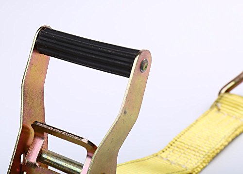 Atom 013 2PK Heavy Duty Ratchet Strap Cargo Tie Downs 14Ft x 1.5Ft - 5500 Lb Break Strength–Perfect for Moving Appliances, Lawn Equipment and (Yellow)