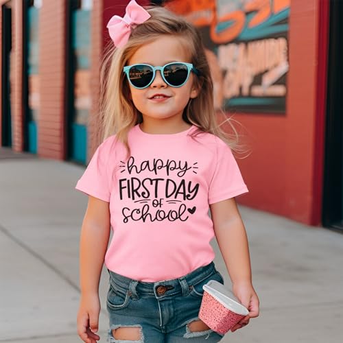 Image of Girls Boys Happy First Day of School Shirts Kid Back to School T-Shirt Kindergarten 1st 2nd Grade Outfits Tees Tops