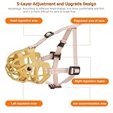 Ownpets Dog Muzzle, Adjustable Dog Basket Muzzle with Movable Cover to Prevent Biting, Chewing & Licking, Air Mesh Drinkable Dog Muzzle for Small, Medium, Large Aggressive Dogs, XL Size, Beige - Image 3