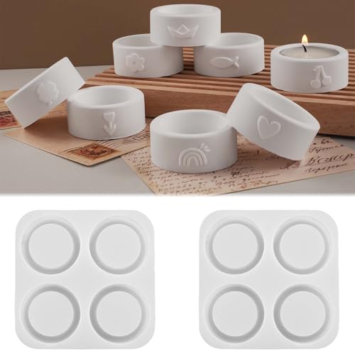 8 Stück Zylinderförmig Kerzenformen Silikon WISIRENT, Kerzen Formen silikon Kerzenformen Zum Gießen, Silikon Form Aromatherapie Zementbecher-Silikonform, Silikonform Kerzenhalter Set für Diy Gips