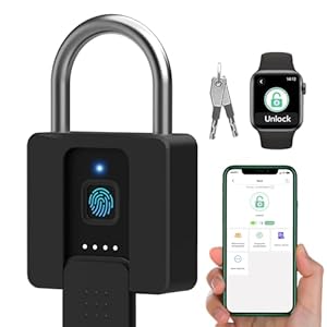 Fingerprint Padlock, Dhiedas Pad Lock with Fingerprint Bluetooth Key Waterproof Heavy Duty Combination Lock for Outdoor Fence Gate Shed Warehouse Gym Storage Yard