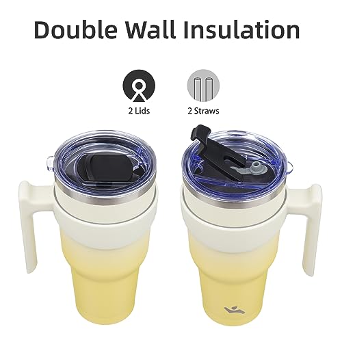 Image of Konokyo 30 oz Tumbler with Handle and Straw, Insulated Travel Mug
