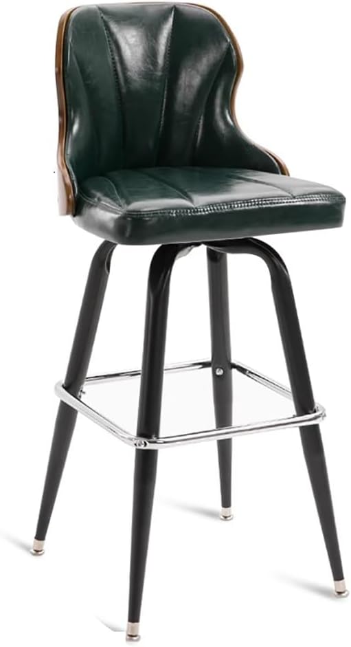 TT-YEB(売店) スイベルバースツール、フットスツール付き27.9インチの高スツール、PUレザークッションバースツール、バックレ