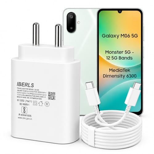 Image of 25W Pd 3A Type-C Super Fast Charging Adapter with 1M Type C Cable for Galaxy M06 /M17 /M17e /M36 /M07 /M56 /M16 /M55s / M05 /M15 /M35 /M55 /Tablet /Galaxy Watch- Charge Your Device with 25 Watt USB C Fast Charger