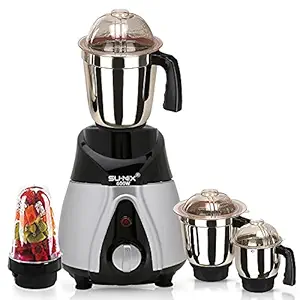 Su-mix BTRBMA21 600Watts Mixer Juicer Grinder with 4 Jars (1 Large Bullets Jar, 1 Liquid Blending Jar, 1 Dry Grinding Jar and 1 Chutney Jar) - Black
