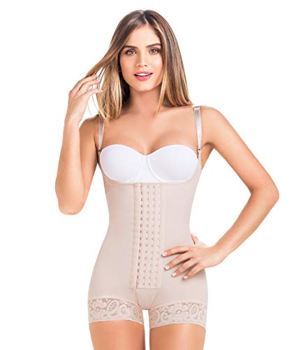 Fajas MariaE 9334 Mouloir 4 Tailles réglables Post-Chirurgie Post-Partum Compression Haute Bande colombienne Levante Queue - Beige - XL