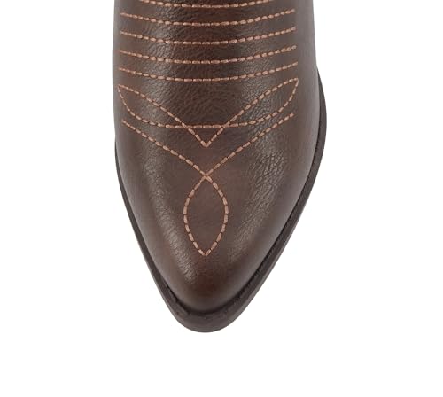 Image of Soda inchTELLER inch ~ Women's Western Cowboy Boots with Stitched Detailing, Pointed Toe, and Low Block Heel