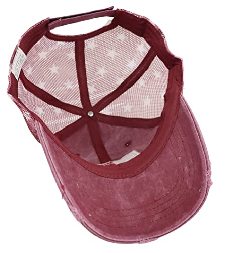 Image of American Flag Trucker Hat for Men Women, Adjustable Vintage Embroidery Washed Distressed USA Baseball Cap