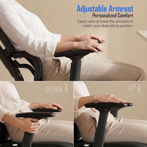 Image of DROGO Flexy Premium Ergonomic Office Chair for Work from Home, High Back Computer Chair with Adjustable Seat,Armrest, Rocking Function, 2D Headrest & Lumbar Support | Mesh Chair for Office /Home(Black)