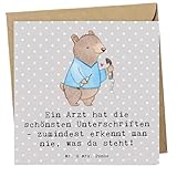 Mr. & Mrs. Panda Glückwunschkarte Arzt Unterschrift - Geschenk, doppelkarte, Klinikarzt, Grußkarte, humorvolle Sprüche, Unterschriften, witzig, anlasskarte, faltkarte, Berufsalltag, Berufsliebe, Beruf