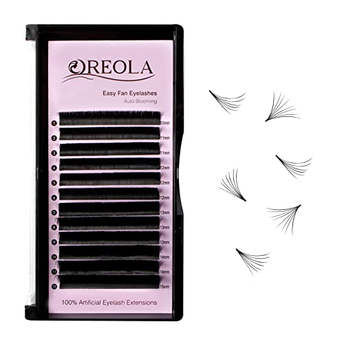 Oreola Volume Eyelash Extensions 0.07D Easy Fan Lashes Second Self Fanning Eye Lashes Flat Lashes Silk Eyelashes Extensions for Professional Use