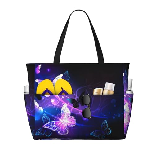 Sac fourre-tout imprimé papillons de nuit grand sac à main noir aux finitions soignées