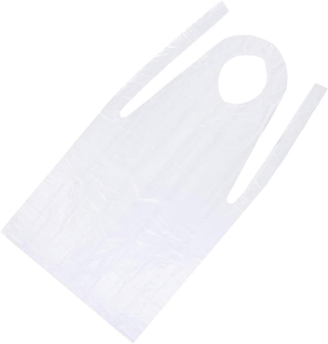 YARNOW Disposable Plastic Aprons 300pcs Waterproof Sleeveless Pe Apron for Cooking Painting Dishwashing Unisex Adults with Individual Packaging