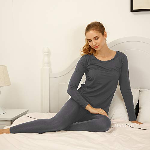 Image of MANCYFIT Thermal Underwear for Women Long Johns Set Fleece Lined Ultra Soft Scoop Neck
