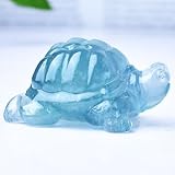 1.8 Inch Fluorite Turtle Crystal Figurines,Hand-Carved Healing Crystals lucky Turtle divination Decor,Stone Turtle Statues Energy Gemstones sculptures,Tortoise Memorial Gifts for Men and Women