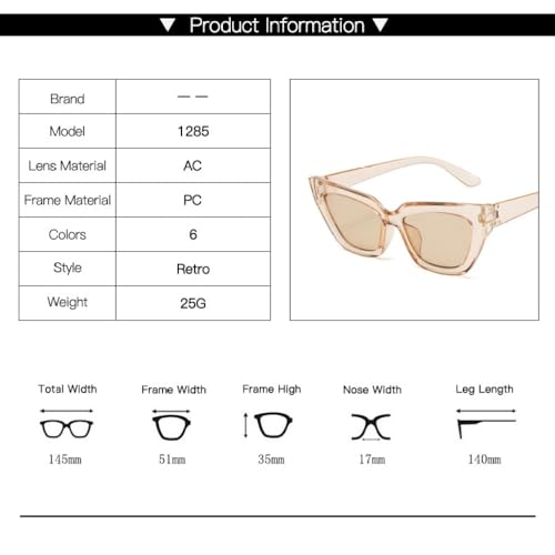 Fashion Vintage Square Sunglasses Women Retro Cat Eye Small Frame Sun Glasses For Female Travel Style3