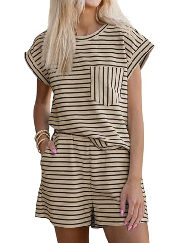 Ensemble 2 pièces femme haut manches courtes et short rayé finitions premium