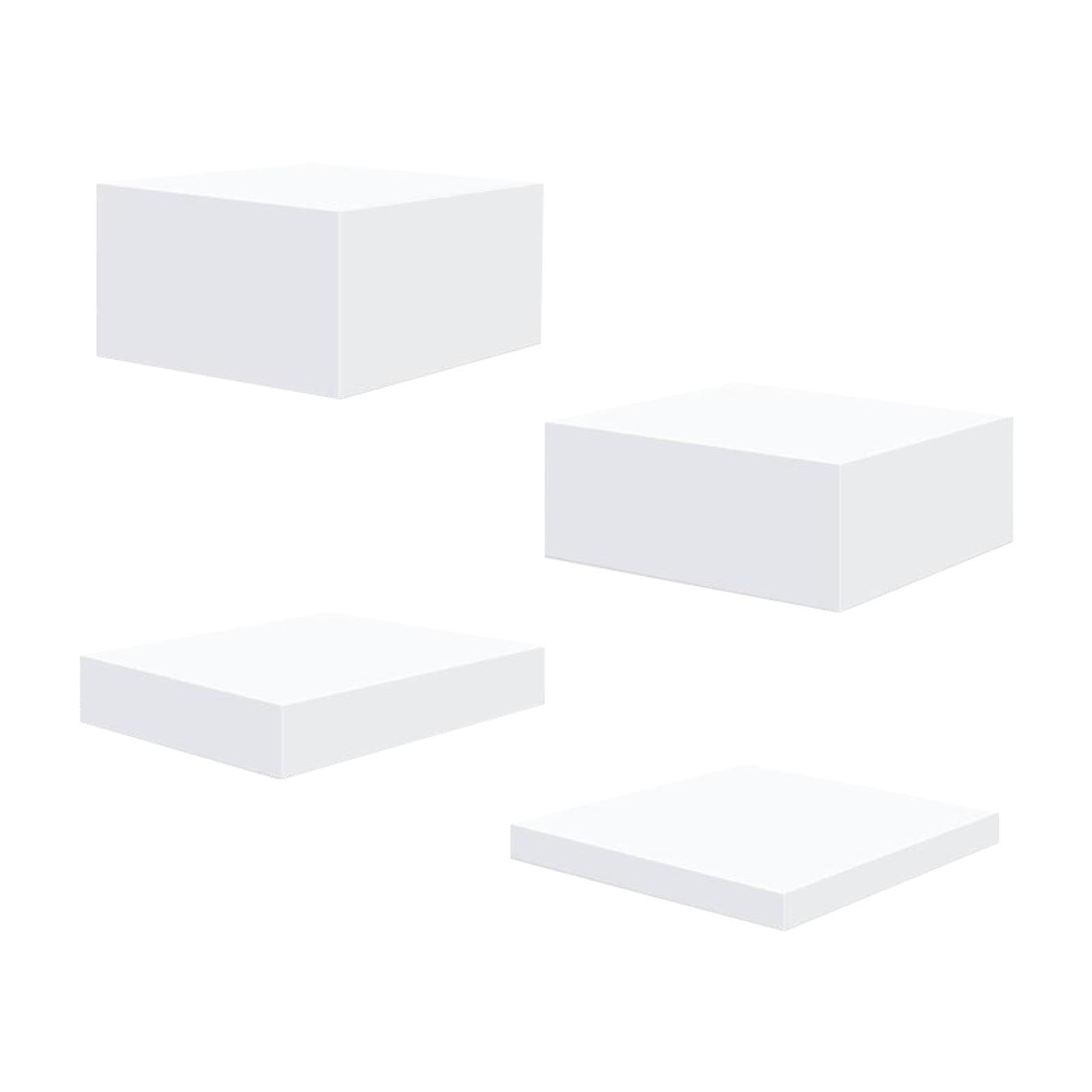 Sharplace 4 Pièces Acrylique Cube Présentoir Riser Alimentaire Riser, 5 Côtés, Présentoir Buffet Riser Nidification Riser pour Aliments À Collectionner Dessert, Blanc L
