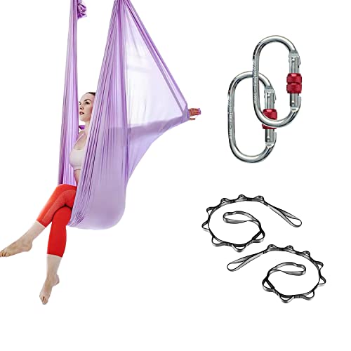 Active Silk Aerial Yoga Hammock 5.5 Yards Premium Aerial Silk Fabric Swing for Antigravity Inversion with Daisy Chain Carabiner and Pose Guide