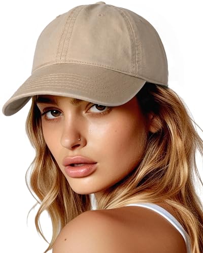 FURTALK Womens Mens Baseball Cap Washed Cotton Adjustable Soft Caps Unisex Unstructured Vintage Baseball Hats Light Khaki M