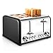Produktbild REDMOND Toaster 4 Scheiben 1650W Edelstahl Toaster mit 6 Bräunungsstufen, Brotzentrierung, Aufwärm/Auftau/Abbruch-Funktionen, Abnehmbarer Krümelschublade (Schwarz)