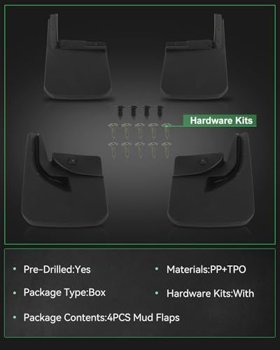 Image of SCITOO 4PCS Mud Flaps Front & Fear Splash Guard set suitable for Jeep Wrangler 2018-2020 82215332,82215333,82215332AB