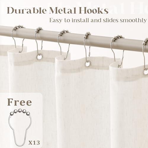 Dukiyo DK-FSDMMYL-ZRS7272 Cream Linen Shower Curtain Natural Boho Farmhouse Shower Curtains thumb #3