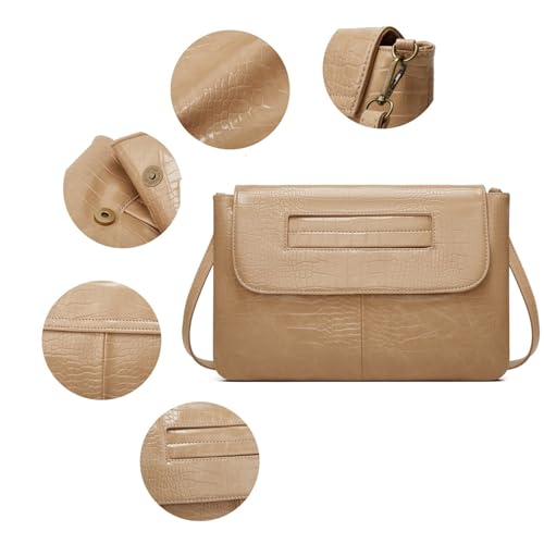 Image of Women Classic Crocodile Pattern Faux Leather Clutch Purse Oversized Female Shoulder Bag Messenger Handbag