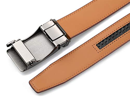 GFG Ceinture pour Homme en Cuir Véritable avec Boucle Automatique Largueur-3.5cm-0010-110-Marron - Image 7
