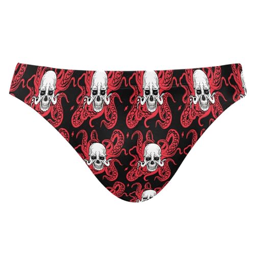 Skull Octopus Mens Swimwear Swim Briefs Bikini Swimsuit for Summer Beach L B0404391