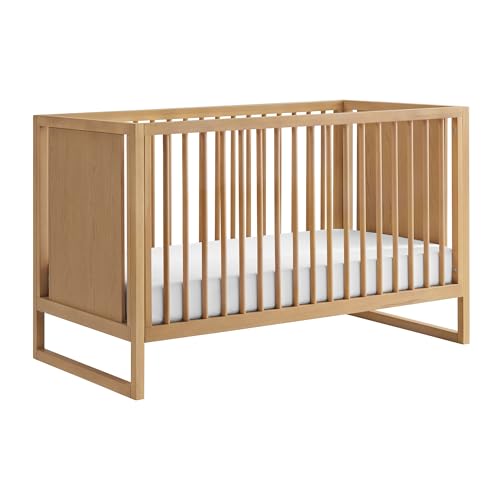 Nurture& The Crib - Baby, Toddler Convertible Crib | Sustainable Non-Toxic Materials | 3 Adjustable Heights - Grows with Your Baby (Toddler Guardrail NOT Included) (All Natural)