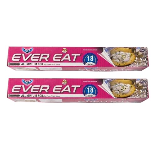Image of Aluminium Foil Roll | Food Grade Kitchen Wrap and Durable Heat Retention Sheet | Tear Resistant Easy Cut | Strong Flexible Silver Wrap Paper (18 Meter (Pack of 2))