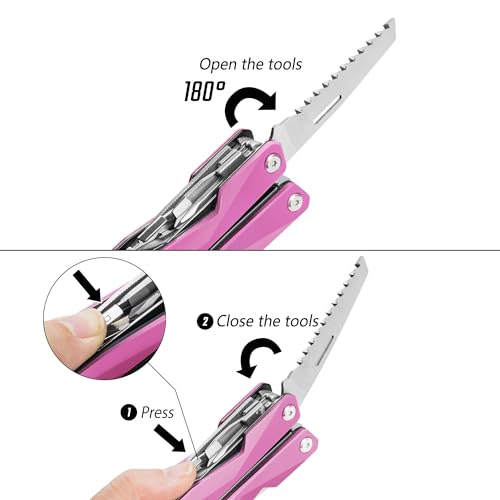 Swiss+Tech Multi-Tool Pliers 16-in-1 with Carry Bag, Stainless Steel Multi-Tool with Wire Cutter, Bottle Opener, Screwdriverfor Camping Maintenance, Camping Hiking Repairing (Pink) - Image 7