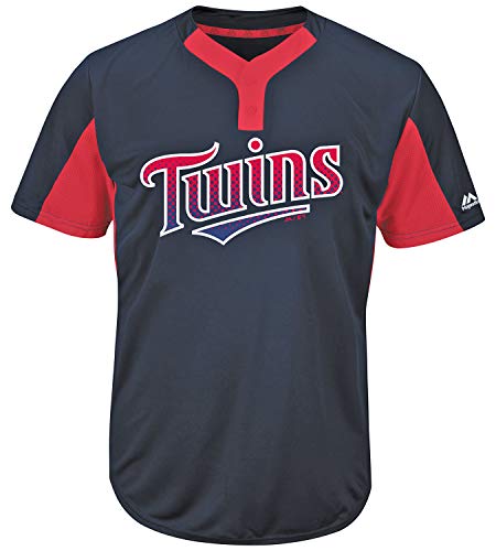 Blank Back Adult 2XL Minnesota Twins 2-Button Placket Cool-Base MLB Licensed Jersey Navy/Red