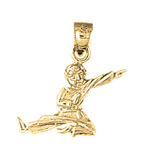 Jewels Obsession 14K Yellow Gold Martial Arts Karate Pendant With 18" Necklace - 21 Mm #TOP1