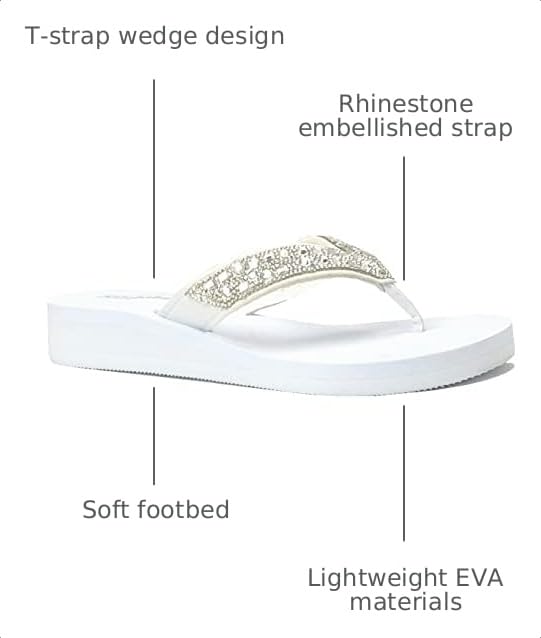 Image of REDVOLUTION New Women's Rhinestone Sandals High | Low Platform T-Strap Jewel Sandals High Wedge Flip Flops