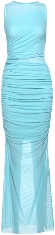 JSEIAJB Women's Wear Spring Color Slim Fit Dress High Waist Fashion Round Neck Dress