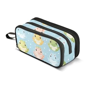 Small Dinosaur Baby Pencil Case for Boys Girls, Large Capacity Pen Bag 3 Compartment Pencil Pouch Students Stationery Organizer Marker Case for School Office Work